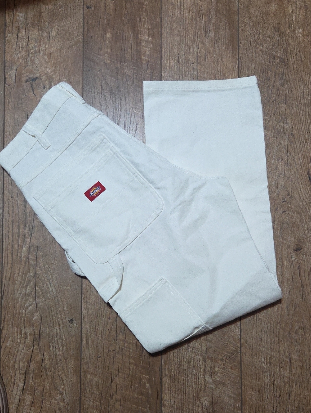 Men's White Relaxed Fit Straight Leg Cotton Painter's Pants 34x30